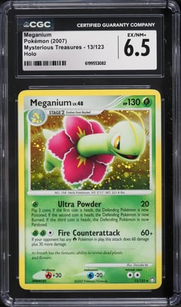 2007 Pokemon Diamond & Pearl Mysterious Treasures Holo Meganium #13 CGC 6.5 EXMT+
