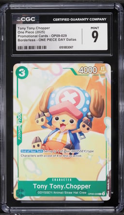 2025 One Piece Promo Borderless DAY Dallas Tony Tony.Chopper #OP09-029 CGC 9 MINT