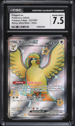 2024 Pokemon Scarlet & Violet Paldean Fates Shiny Pidgeot Ex #221 CGC 7.5 NRMT+