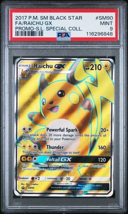 2017 POKEMON SM BLACK STAR PROMO #SM90 FULL ART/RAICHU GX PSA 9
