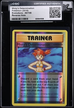 2016 Pokemon XY Evolutions Reverse Holo Misty's Determination #80 CGC AUTH
