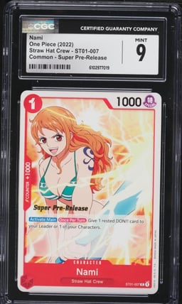 2022 One Piece Straw Hat Crew Super Pre-Release Nami #ST01-007 CGC 9 PRISTINE