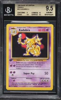 1999 Pokemon French Base 1st Edition Kadabra #32 BGS 9.5 GEM MINT