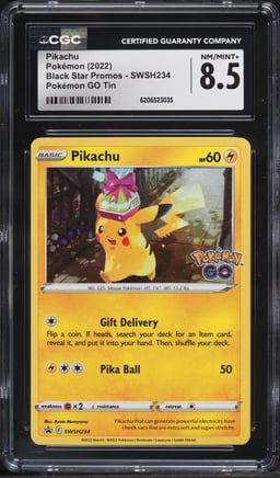 2022 Pokemon Sword & Shield Promo GO Tin Holo Pikachu #SWSH234 CGC 8.5 NM-MT+