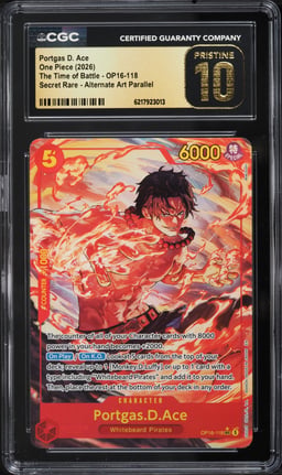 2026 One Piece The Time Of Battle SEC Alt Art Portgas D. Ace #OP16-118 CGC 10 PRISTINE
