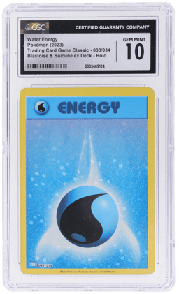 2023 Pokemon Trading Card Game Classic Blastoise and Suicune Ex Deck Holo Water Energy #033 CGC 10