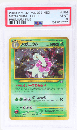 1999 Pokemon Neo Premium File Japanese Holo Meganium #154 PSA 9