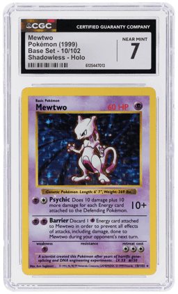 1999 Pokemon Base Set Shadowless Holo Mewtwo #10 CGC 7