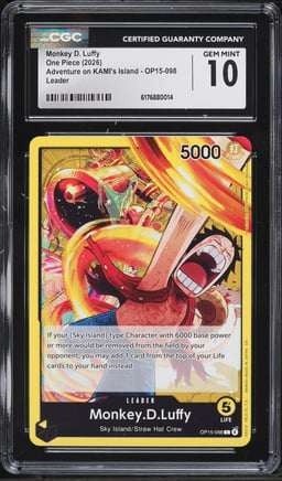 2026 One Piece Adventure On KAMI's Island Leader Monkey D. Luffy #OP15-098 CGC 10 GEM MINT