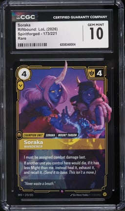 2026 Riftbound League Of Legends LoL Spiritforged Soraka #173 CGC 10 GEM MINT