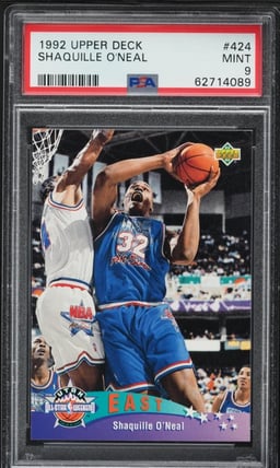 1992 Upper Deck Basketball Shaquille O'Neal ROOKIE #424 PSA 9 MINT