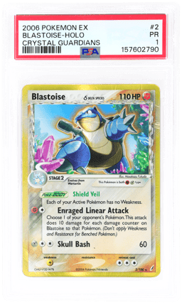 2006 Pokemon Ex Crystal Guardians Holo Blastoise #2 PSA 1