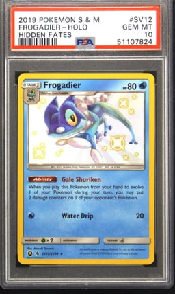 2019 POKEMON SUN & MOON HIDDEN FATES #SV12 FROGADIER-HOLO PSA 10