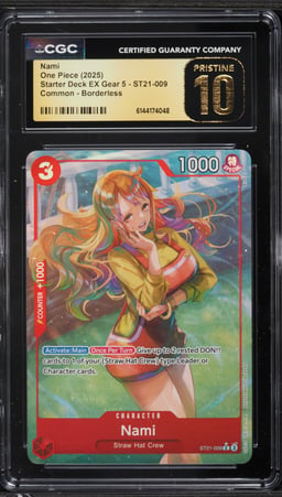 2025 One Piece Starter Deck EX Gear 5 Borderless Alt Art Nami #ST21-009 CGC 10 PRISTINE