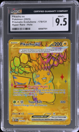 2025 Pokemon Scarlet and Violet Prismatic Evolutions Hyper Rare Pikachu Ex #179 CGC 9.5