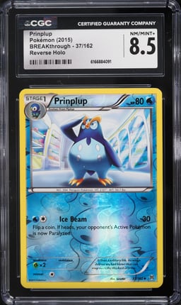 2015 Pokemon XY BREAKthrough Reverse Holo Prinplup #37 CGC 8.5 NM-MT+