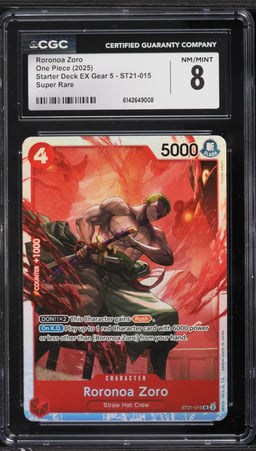 2025 One Piece Starter Deck EX Gear 5 SR Roronoa Zoro #ST21-015 CGC 8 NM-MT