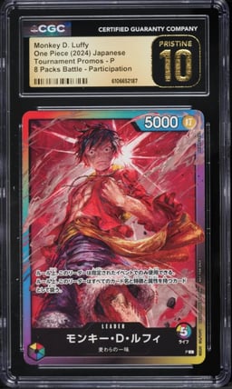 2024 One Piece Japanese Tournament Promo Leader Monkey D. Luffy #P CGC 10 PRISTINE