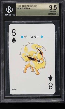 1999 Pokemon Japanese Gold Poker Set Nintendo Playing Card Flareon #136 BGS 9.5