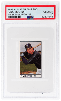 1983 All-Star Game Program Inserts Hand Cut Paul Molitor PSA 10