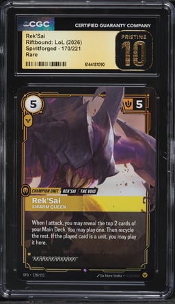 2026 Riftbound League Of Legends LoL Spiritforged Rek'Sai #170 CGC 10 PRISTINE