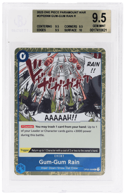 2023 One Piece Card Game Paramount War Gum-Gum Rain #OP02-068 BGS 9.5
