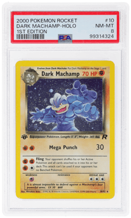 2000 Pokemon Team Rocket 1st Edition Holo Dark Machamp #10 PSA 8