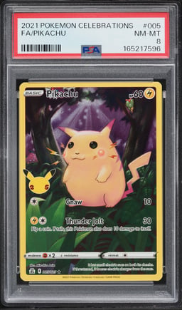 2021 Pokemon Sword & Shield Celebrations Full Art Pikachu #5 PSA 8 NM-MT