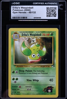 2000 Pokemon Gym Heroes Erika's Weepinbell #49 CGC AUTH