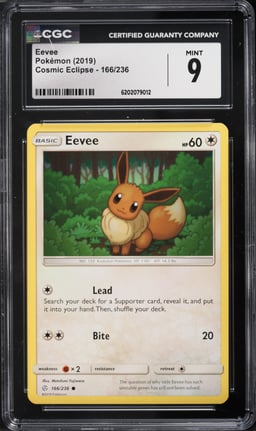 2019 Pokemon Sun & Moon Cosmic Eclipse Eevee #166 CGC 9 MINT