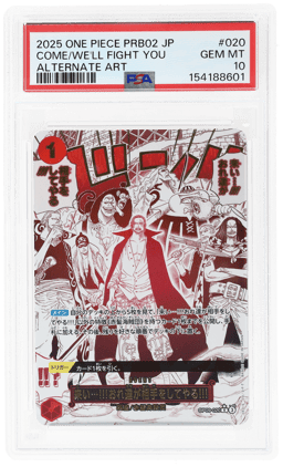 2025 One Piece the Best Premium Booster Volume 2 Japanese Alternate Art Come On We'Ll Fight You #OP09-020 PSA 10