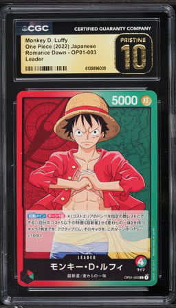 2022 One Piece Japanese Romance Dawn Leader Monkey D. Luffy #OP01-003 CGC 10 PRISTINE