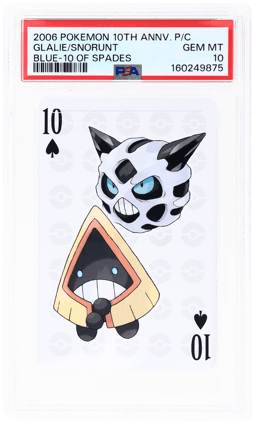 2006 Pokemon Center 10th Anniversary Playing Cards Blue Deck 10 of Spades Glalie/Snorunt PSA 10