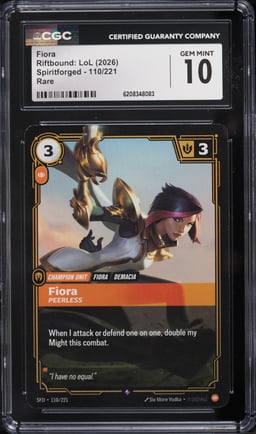2026 Riftbound League Of Legends LoL Spiritforged Fiora #110a CGC 10 GEM MINT