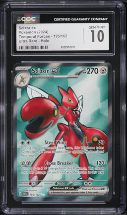 2024 Pokemon Scarlet & Violet Temporal Forces Full Art Scizor ex #195 CGC 10 GEM MINT