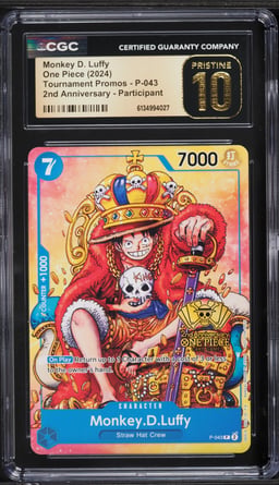 2024 One Piece Promo Tournament 2nd Anniversary Monkey D. Luffy #P-043 CGC 10 PRISTINE