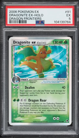2006 Pokemon EX Dragon Frontiers Holo Dragonite EX #91 PSA 5 EX