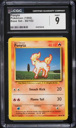 1999 Pokemon Base Set Ponyta #60 CGC 9 MINT