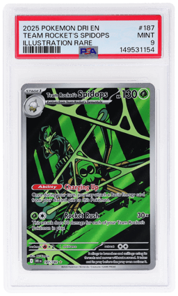 2025 Pokemon Scarlet and Violet Destined Rivals Illustration Rare Team Rocket's Spidops #187 PSA 9