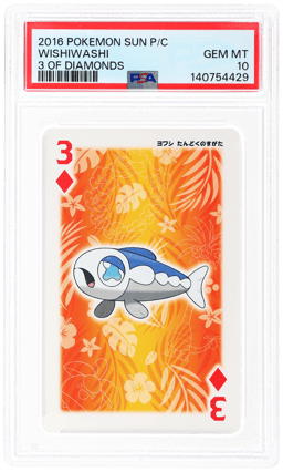 2016 Pokemon Sun Playing Cards 3 of Diamonds Wishiwashi PSA 10