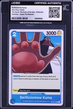 2022 One Piece Seven Warlords Of The Sea Super Pre-Release Bartholomew Kuma #ST03-010 CGC AUTH
