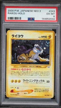 2000 Pokemon Japanese Neo 3 Holo Raikou #243 PSA 6 EXMT