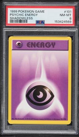 1999 Pokemon Base Set Shadowless Psychic Energy #101 PSA 8 NM-MT