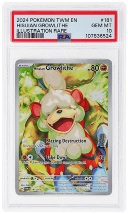 2024 Pokemon Scarlet and Violet Twilight Masquerade Illustration Rare Hisuian Growlithe #181 PSA 10