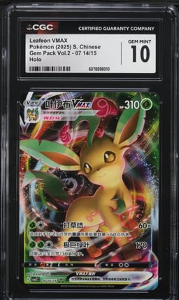 2025 Pokemon Chinese SV Gem Pack Vol. 2 Full Art Leafeon VMAX #0714 CGC 10 GEM