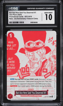 2025 One Piece 3rd Treasure Manga Alt Art But Ace Here Said You Deserved It!! CGC 10 GEM MINT