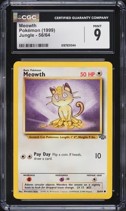 1999 Pokemon Jungle Meowth #56 CGC 9 MINT