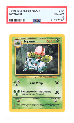 1999 Pokemon Base Set Ivysaur #30 PSA 8