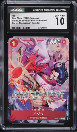 2024 One Piece Japanese Premium Booster Best Alt Art Izo #OP03-003 CGC 10 GEM MINT
