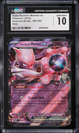 2025 Pokemon Scarlet & Violet Destined Rivals Holo Team Rocket's Mewtwo ex #81 CGC 10 GEM MINT